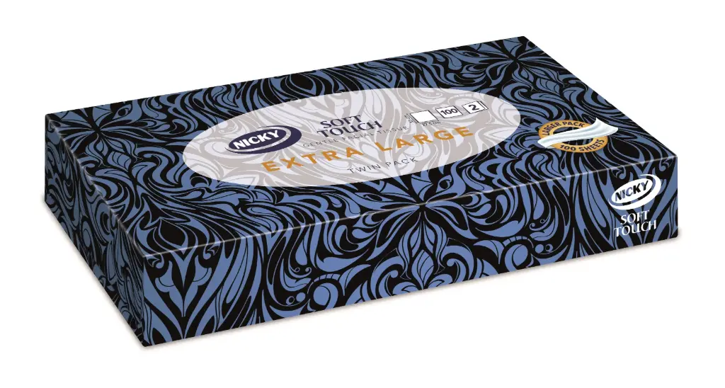 Nicky Luxury Large Size Facial Tissue 2-ply Twin Pack (100x2x8)