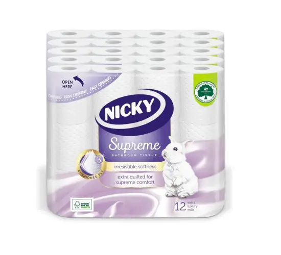 Nicky Supreme 3ply Toilet Tissue12 Pack White (12x5)