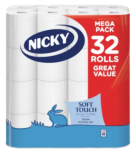 [TT009] Nicky Soft Touch 2ply Toilet Tissue 32 Pack White 1x32